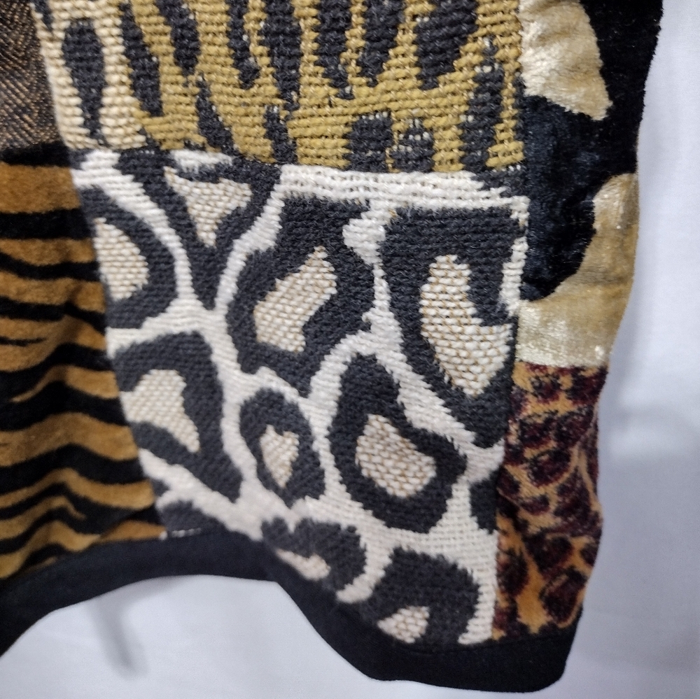Vintage Stonebridge Animal Print Patchwork Jacket Womens M Boho Retro 90s Y2K - Picture 4 of 8
